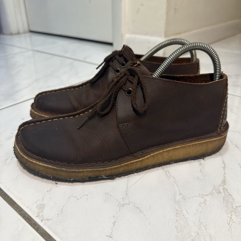 Men's Clarks Desert Trek Brown Leather Shoes